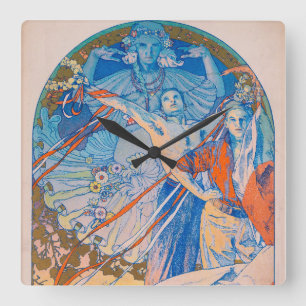 Alphonse Mucha Poster för Sokol Festival (1926) Fyrkantig Klocka