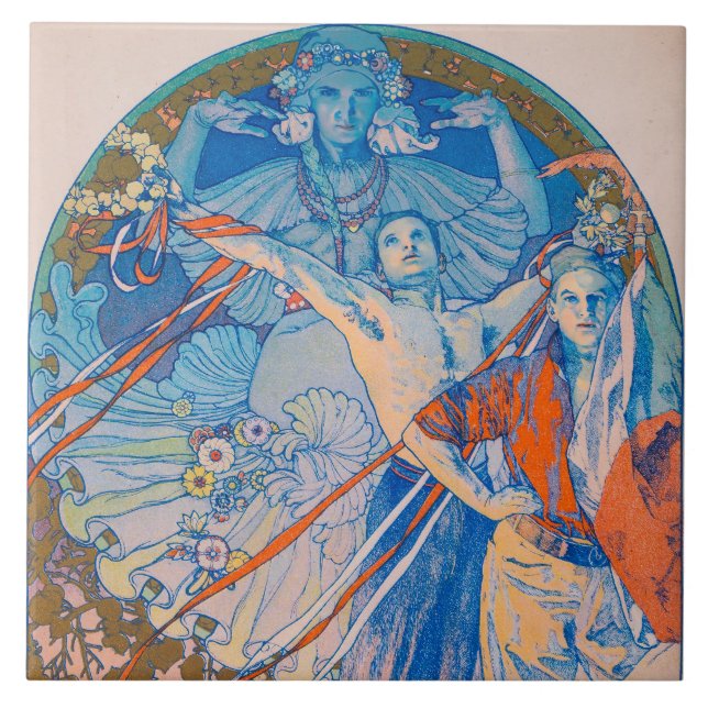 Alphonse Mucha Poster för Sokol Festival (1926) Kakelplatta (Framsidan)