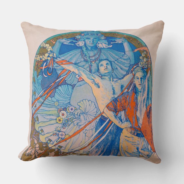 Alphonse Mucha Poster för Sokol Festival (1926) Kudde (Framsida)