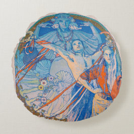 Alphonse Mucha Poster för Sokol Festival (1926) Rund Kudde