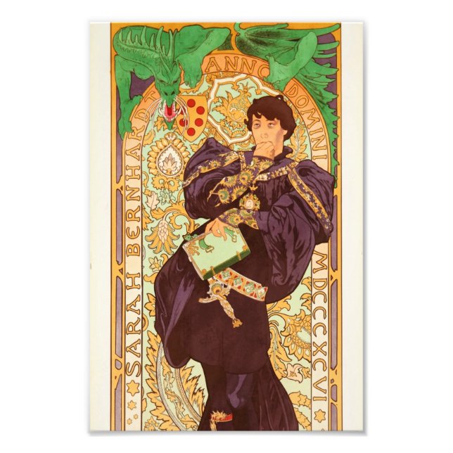 Alphonse Mucha Prince och Dragon Fototryck (Framsidan)