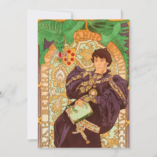 Alphonse Mucha Prince och Dragon Inbjudningar (Framsida)