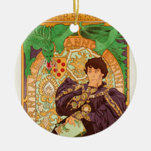 Alphonse Mucha Prince och Dragon Julgransprydnad Keramik