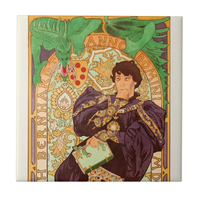 Alphonse Mucha Prince och Dragon Kakelplatta (Framsidan)