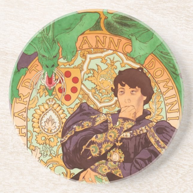 Alphonse Mucha Prince och Dragon Underlägg (Framsidan)
