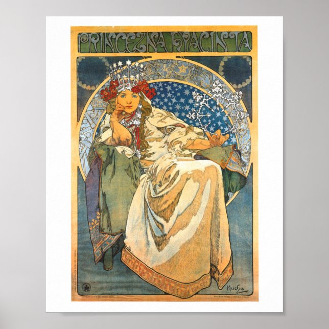 ALPHONSE MUCHA PRINCESS HYACIN VINTAGE AFFISCH 191 (Framsidan)