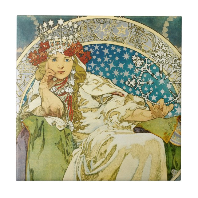Alphonse Mucha Princess Hyacinth Art nouveau Kakelplatta (Framsidan)