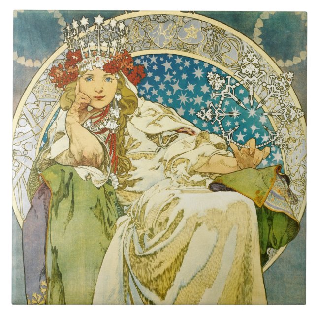 Alphonse Mucha Princess Hyacinth Art nouveau Kakelplatta (Framsidan)