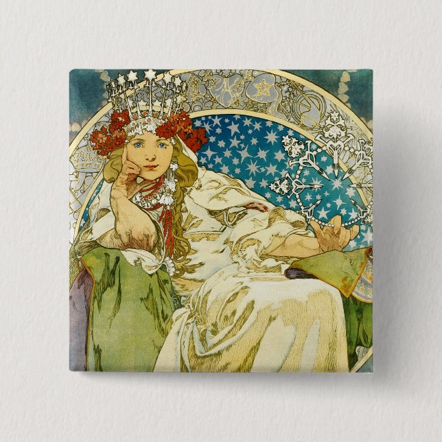Alphonse Mucha Princess Hyacinth Art nouveau Knapp (Framsida)