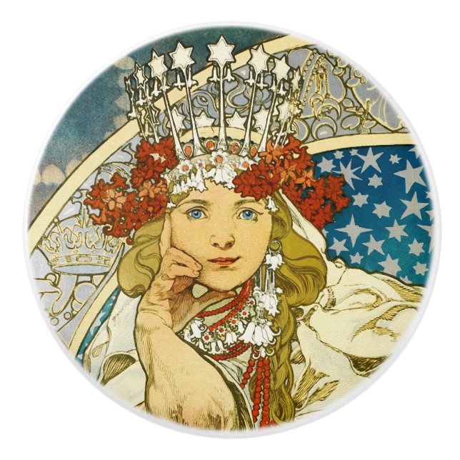 Alphonse Mucha Princess Hyacinth Art nouveau Knopp (Framsidan)