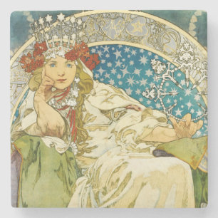 Alphonse Mucha Princess Hyacinth Art nouveau Underlägg Sten