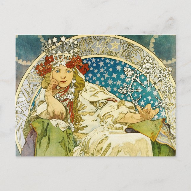 Alphonse Mucha Princess Hyacinth Art nouveau Vykort (Framsida)