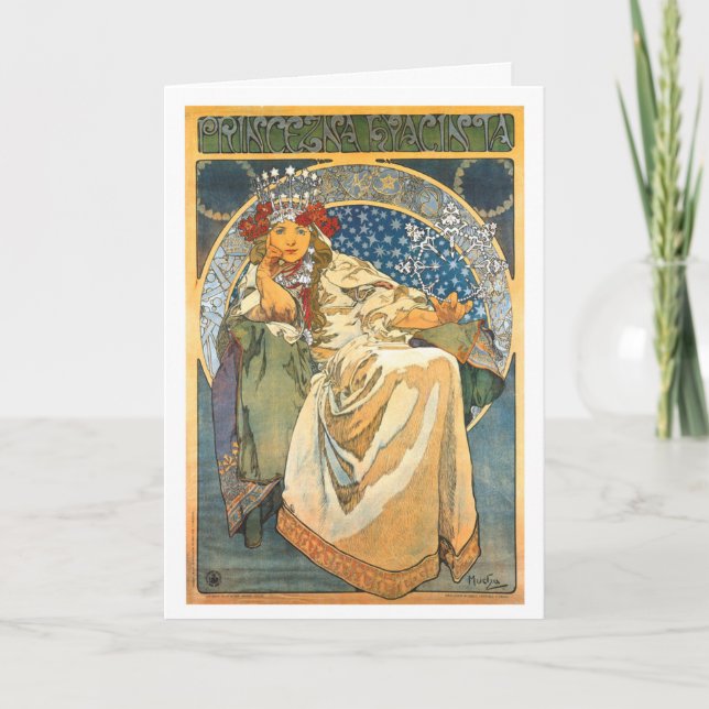 ALPHONSE MUCHA "PRINCESS HYACINTH"-GREETKORT KORT (Framsida)