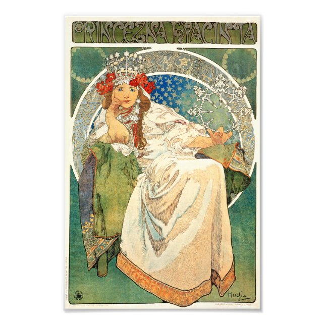 Alphonse Mucha Princess Hyacinth Print Fototryck (Framsidan)