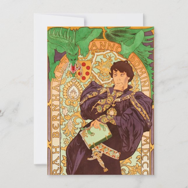 Alphonse Mucha Prins och Drakar Inbjudningar (Framsida)