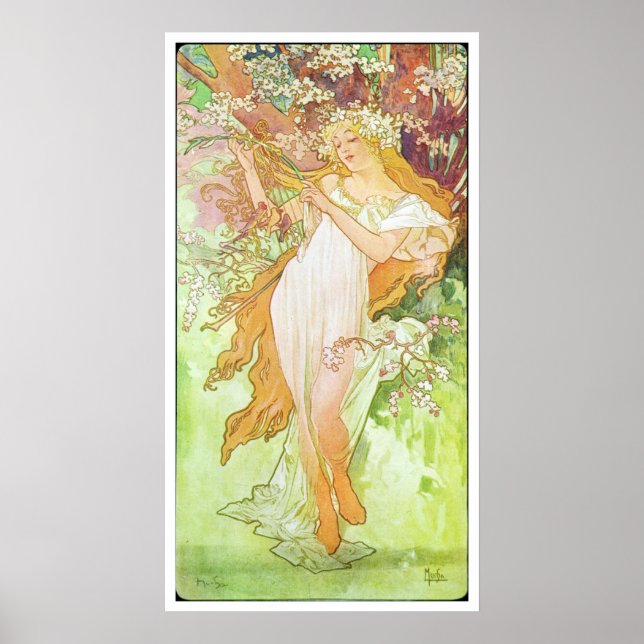 Alphonse Mucha Printemps/Vår, 1896 Poster (Framsidan)