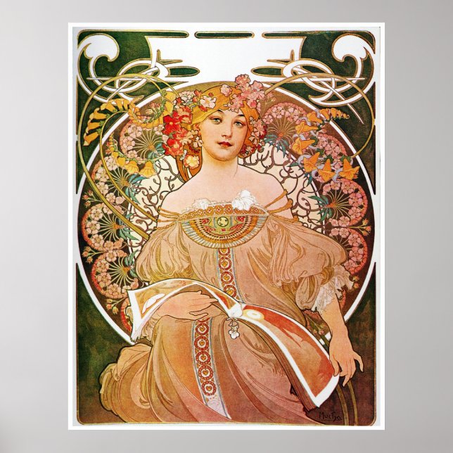 Alphonse Mucha, Reverie/Daydröm, 1896. Poster (Framsidan)