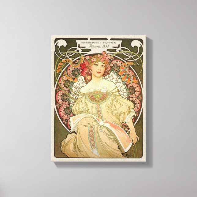 Alphonse Mucha Rêverie Daydröm CC0103 Art nouveau Canvastryck (Framsida)
