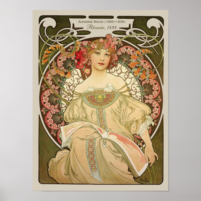 Alphonse Mucha Rêverie Daydröm CC0105 Art nouveau Poster (Framsidan)