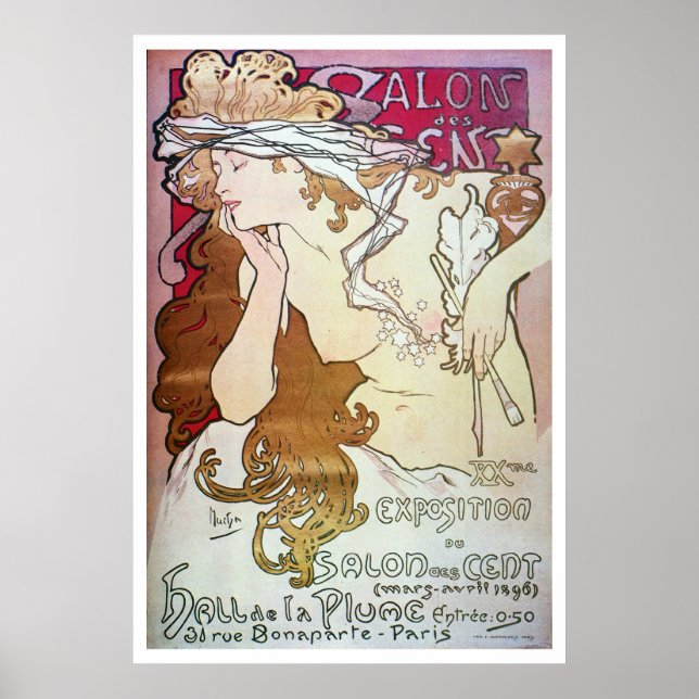 Alphonse Mucha. Salon Des Cent, 1896 Poster (Framsidan)