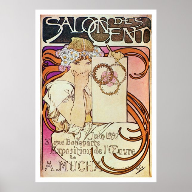 Alphonse Mucha. Salon Des Cent, 1897 Poster (Framsidan)