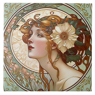 Alphonse Mucha Sarah Bernhardt Art nouveau Ceramic Kakelplatta