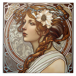 Alphonse Mucha Sarah Bernhardt Art nouveau Ceramic Kakelplatta