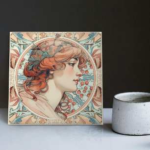 Alphonse Mucha Sarah Bernhardt Art nouveau Ceramic Kakelplatta