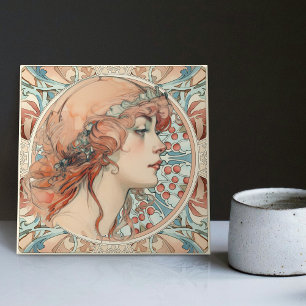 Alphonse Mucha Sarah Bernhardt Art nouveau Ceramic Kakelplatta