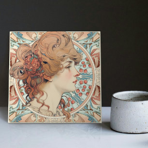 Alphonse Mucha Sarah Bernhardt Art nouveau Ceramic Kakelplatta