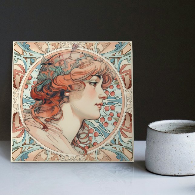 Alphonse Mucha Sarah Bernhardt Art nouveau Ceramic Kakelplatta (Skapare uppladdad)