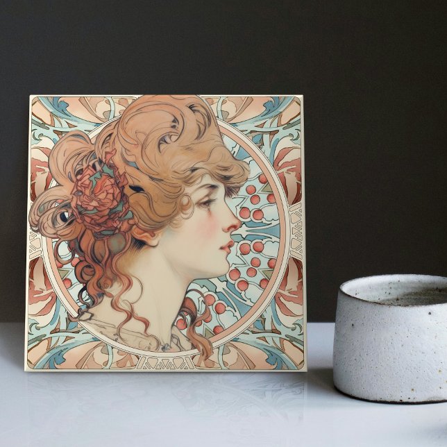 Alphonse Mucha Sarah Bernhardt Art nouveau Ceramic Kakelplatta (Skapare uppladdad)