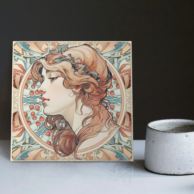 Alphonse Mucha Sarah Bernhardt Art nouveau Ceramic Kakelplatta (Skapare uppladdad)