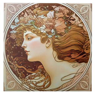 Alphonse Mucha Sarah Bernhardt Art nouveau Ceramic Kakelplatta