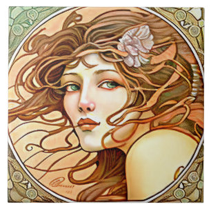 Alphonse Mucha Sarah Bernhardt Art nouveau Kakelplatta