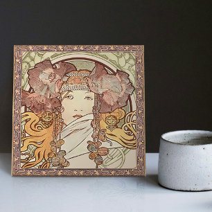 Alphonse Mucha Sarah Bernhardt Art nouveau Vintage Kakelplatta