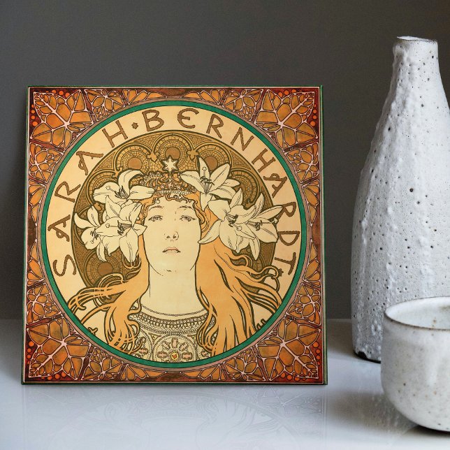 Alphonse Mucha Sarah Bernhardt Art nouveau Vintage Kakelplatta (Skapare uppladdad)