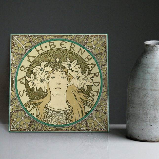 Alphonse Mucha Sarah Bernhardt Art nouveau Vintage Kakelplatta (Skapare uppladdad)