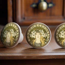 Alphonse Mucha Sarah Bernhardt Art nouveau Vintage Knopp