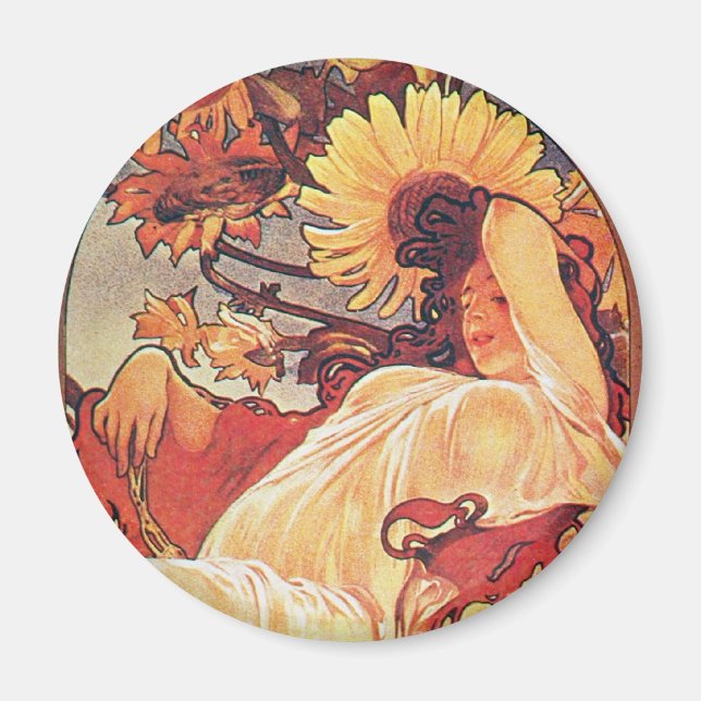Alphonse Mucha Solros Magnet (Framsidan)