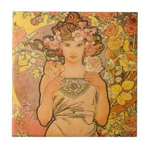 Alphonse Mucha som ron belägger med tegel Kakelplatta