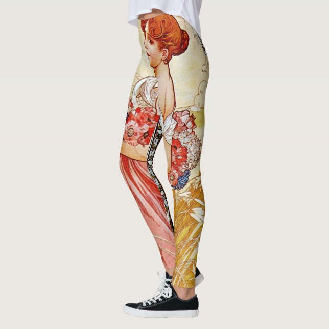 Alphonse Mucha sommar Leggings (Vänster)