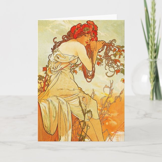 Alphonse Mucha, sommarhälsningskort Kort (Framsida)