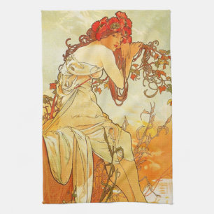 Alphonse Mucha sommarkökshandduk Kökshandduk