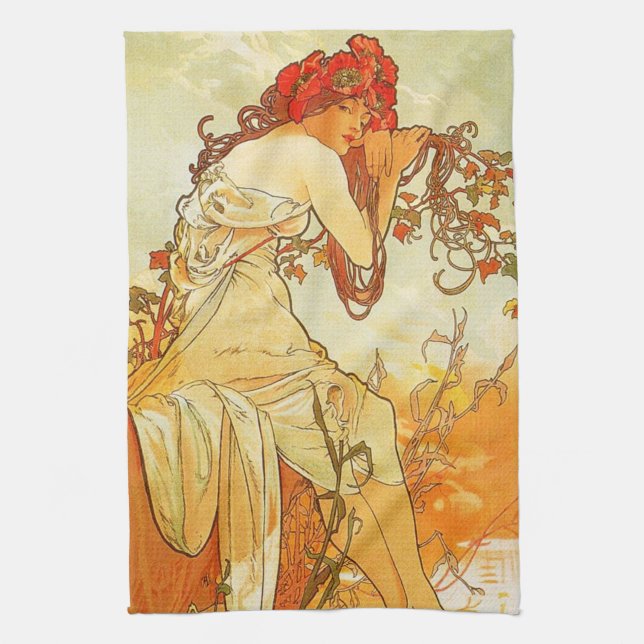 Alphonse Mucha sommarkökshandduk Kökshandduk (Vertikal)
