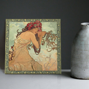 Alphonse Mucha Sommarsäsongen Art nouveau Vintage Kakelplatta