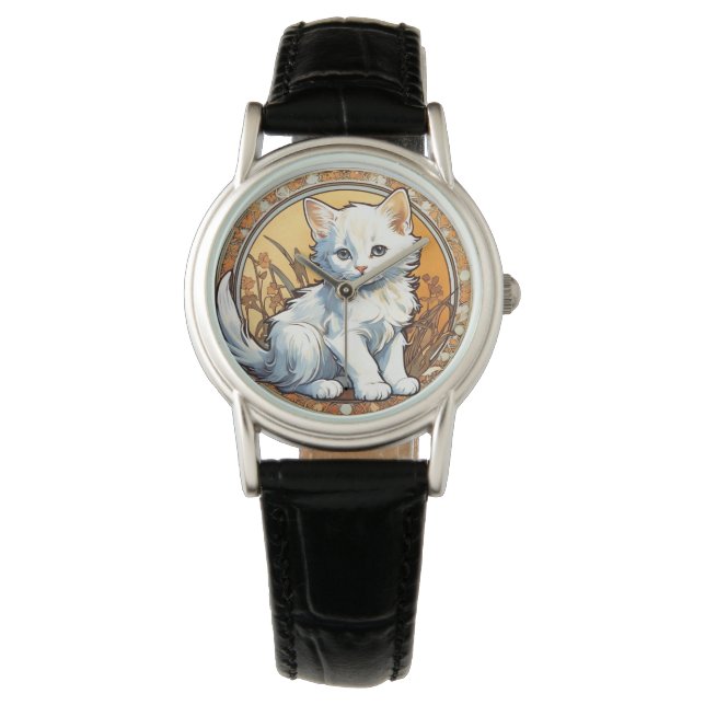 Alphonse Mucha Stil Cat Armbandsur (Framsida)