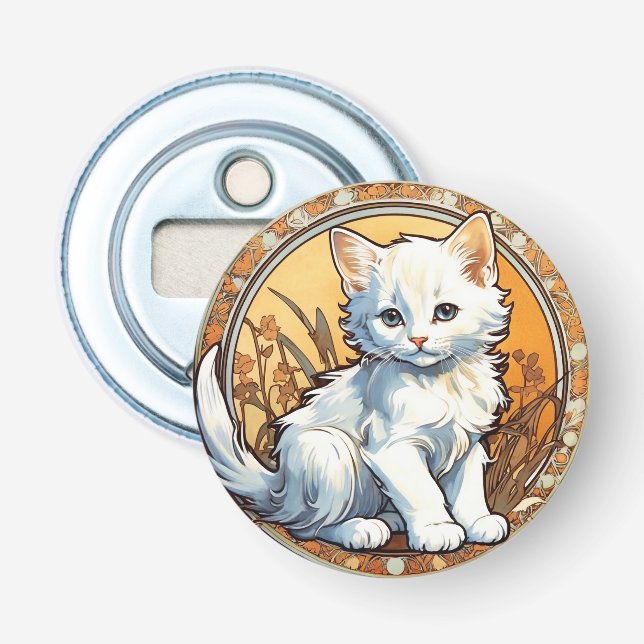 Alphonse Mucha Stil Cat Flasköppnare (Framsidan)