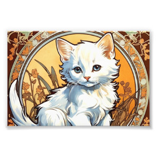 Alphonse Mucha Stil Cat Fototryck