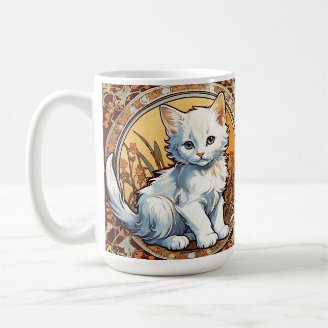 Alphonse Mucha Stil Cat Kaffemugg (Vänster)